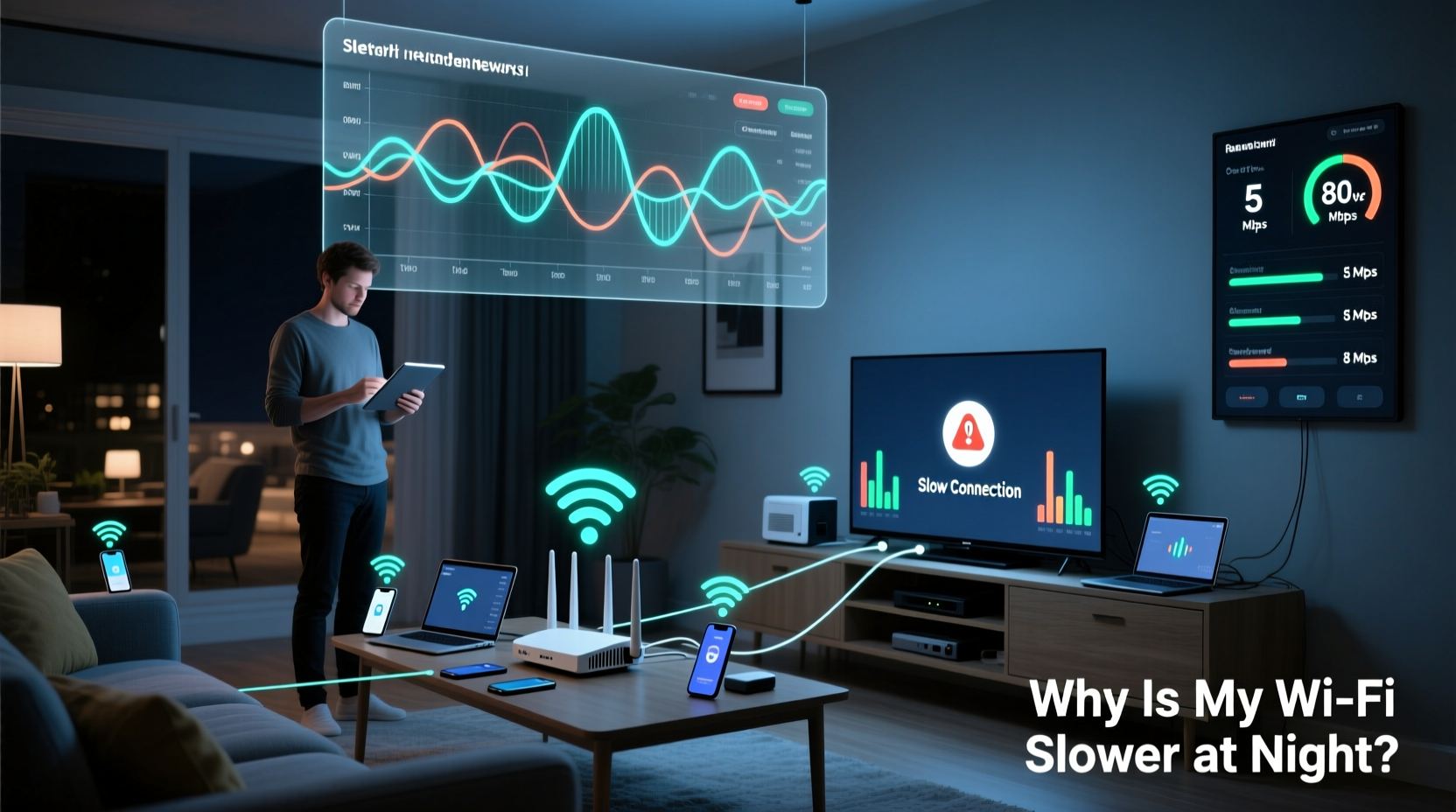why is my wifi slower at night and how to fix inconsistent speeds