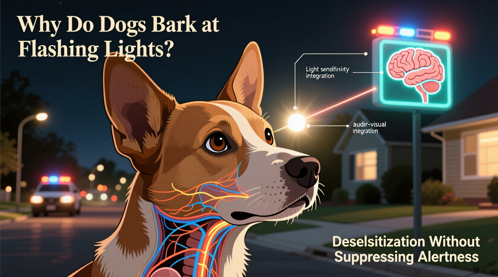 why does my dog bark only at flashing lights and how to desensitize without suppressing natural alertness