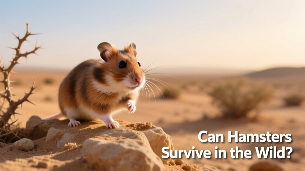 A wild Syrian hamster in its natural desert-like habitat with sparse vegetation and rocky terrain