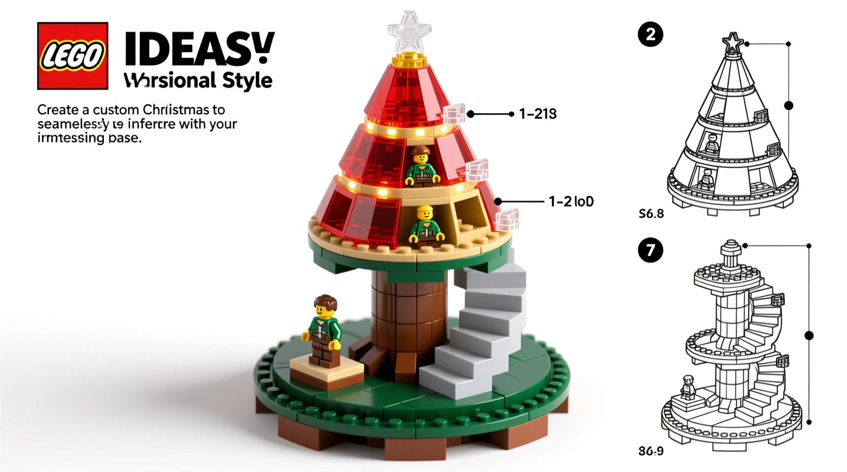how to build a custom lego christmas tree base that fits your existing set and displays minifigures