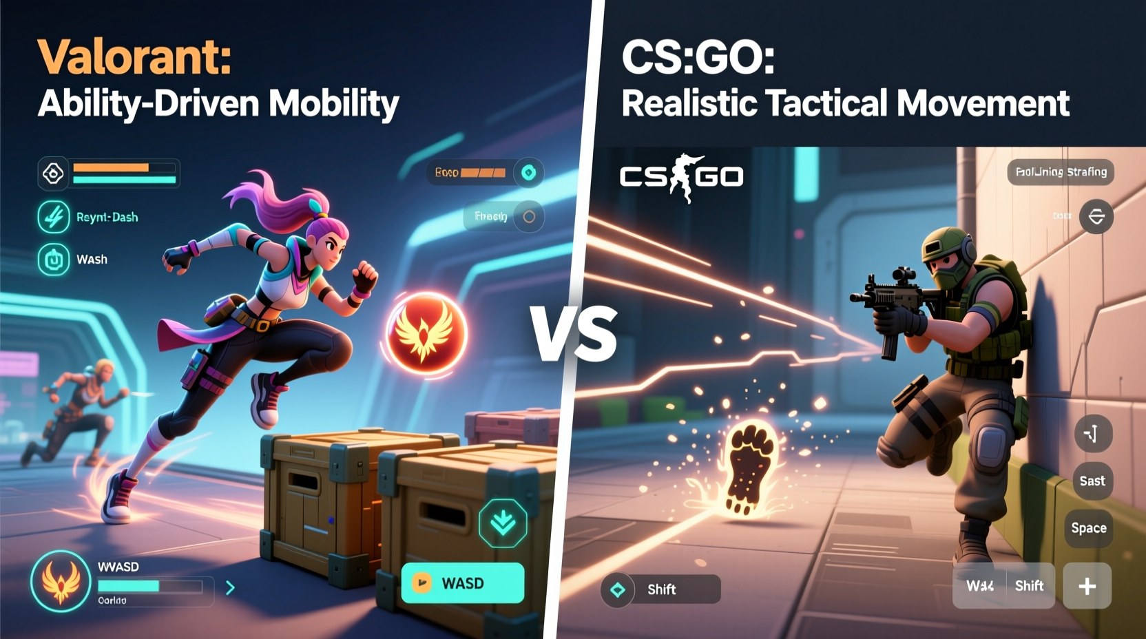 valorant vs csgo movement mechanics explaining the key differences for beginners