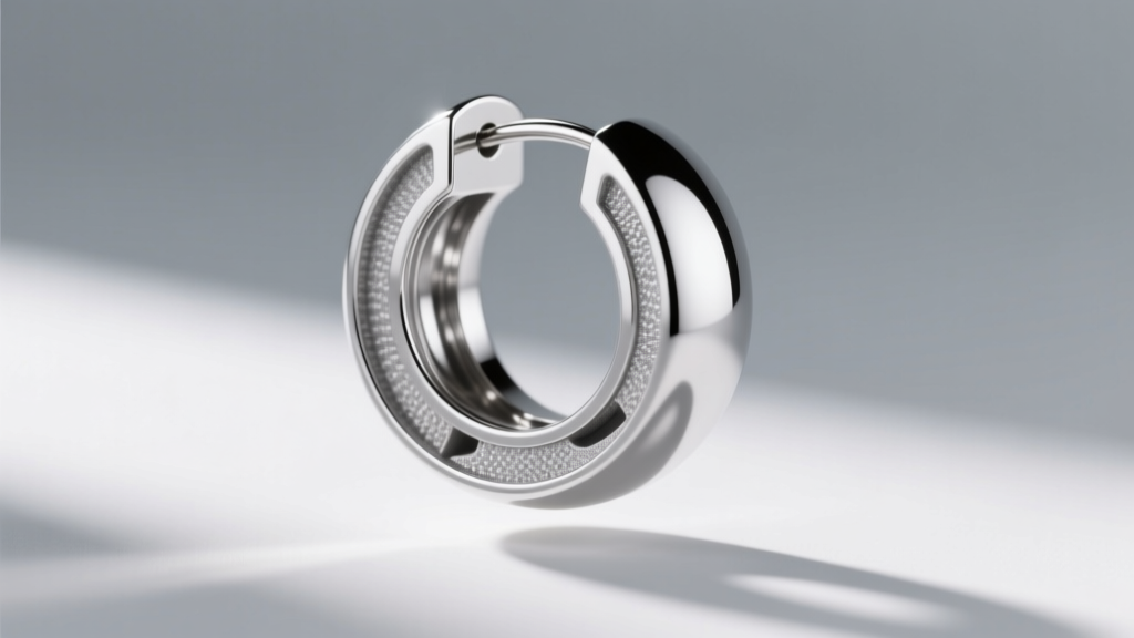 Cross-section diagram illustration showing the internal hollow structure versus solid cast metal of a 14mm silver dome earring