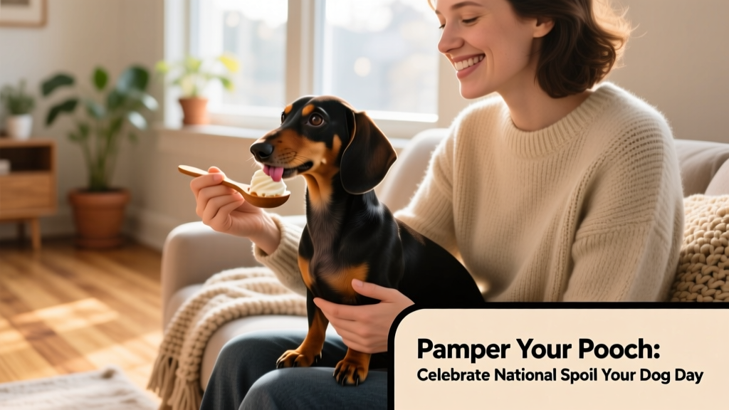 dachshund sitting on a person's lap eating a dog-safe ice cream treat