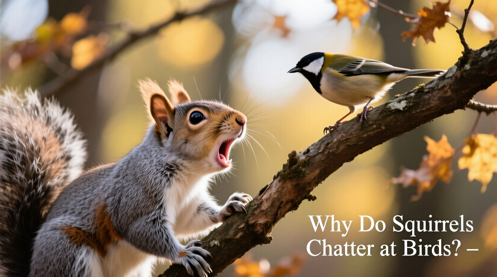 why do squirrels chatter loudly at birds and what message are they sending