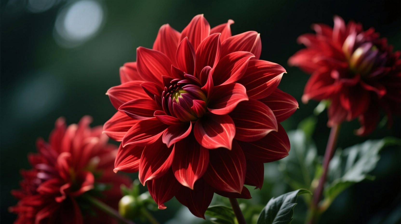 red dahlias