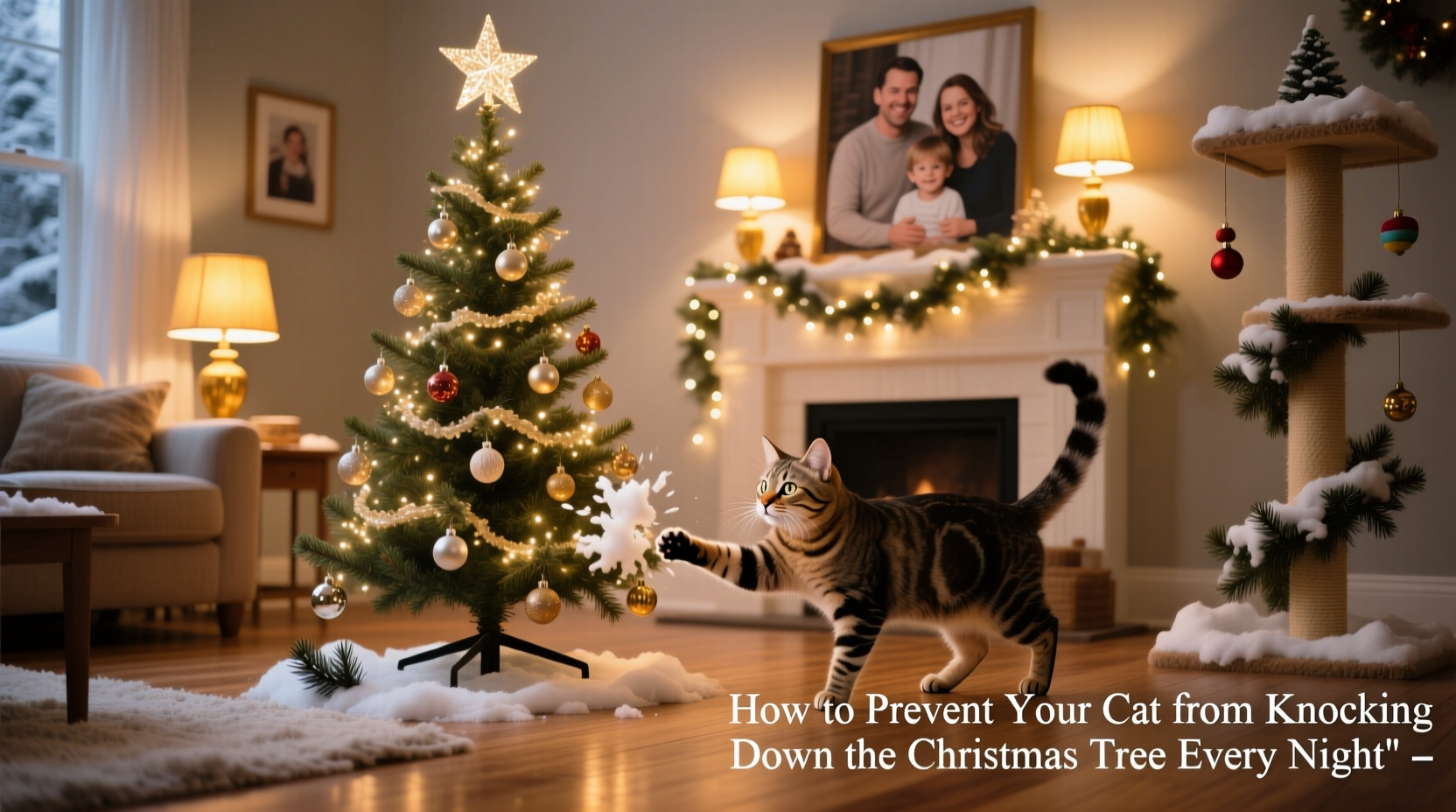 how to prevent your cat from knocking down the christmas tree every night