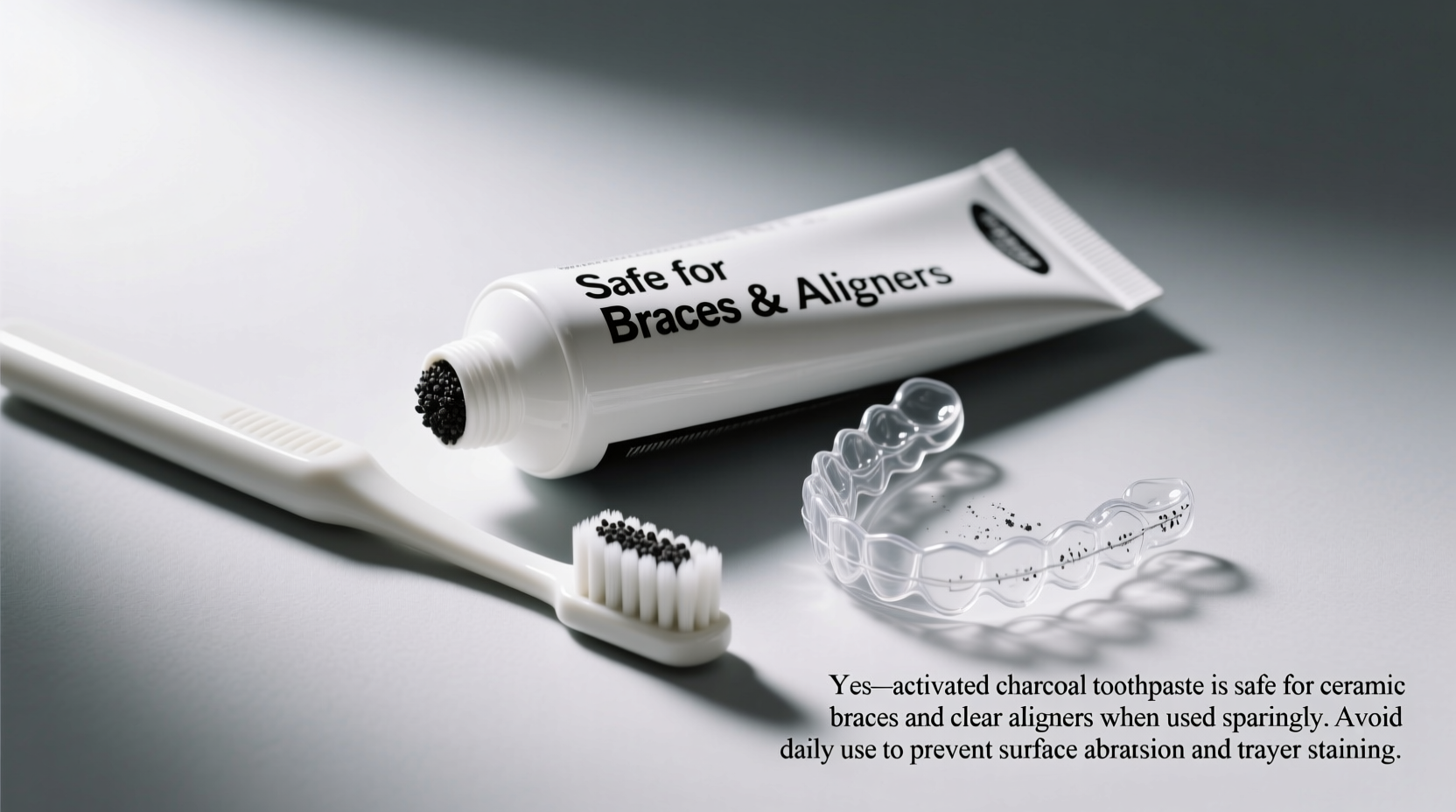is activated charcoal toothpaste safe for braces aligners