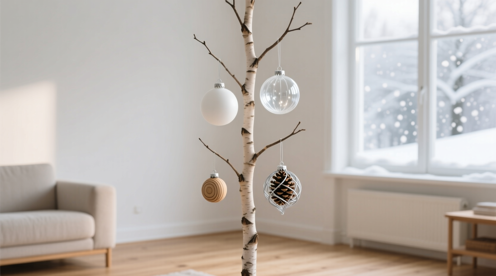 how to style a minimalist scandinavian tree with only three ornament types and zero clutter