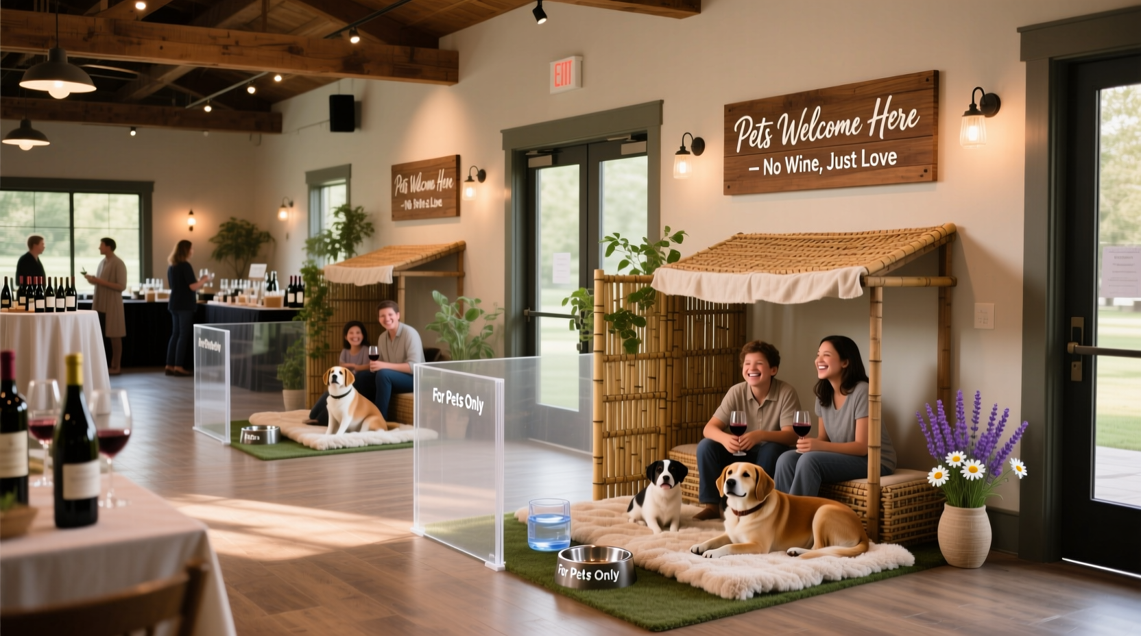 pet-safe areas when hosting wine tastings keeping animals protected
