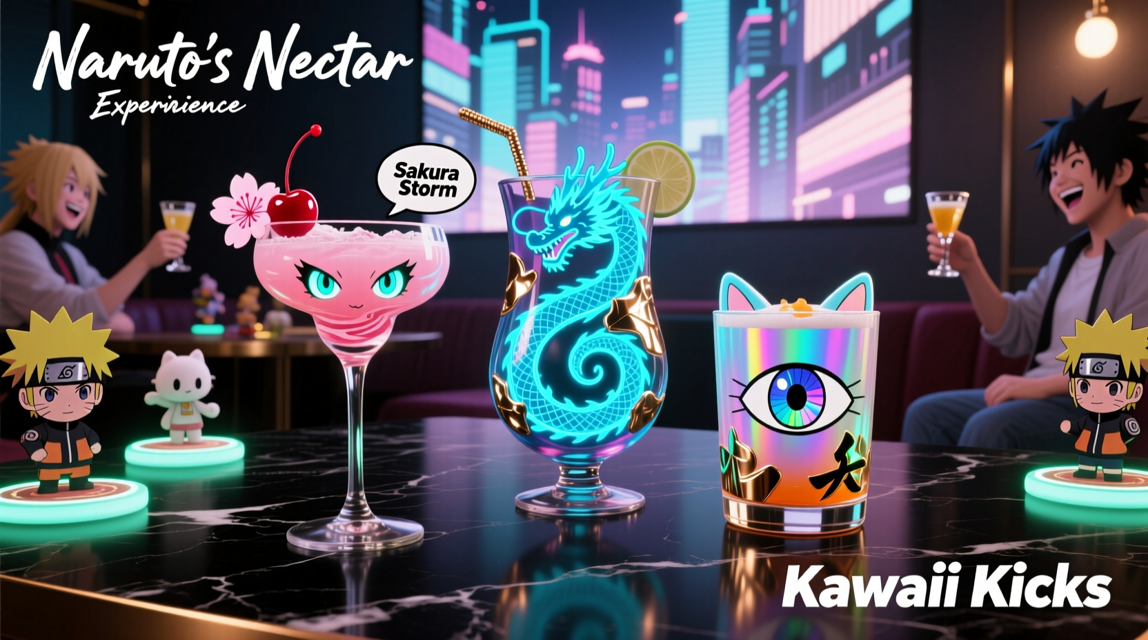 how to use anime-themed glassware to serve themed cocktails at game night