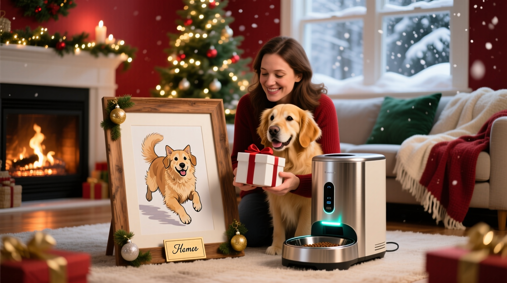 christmas gift for pet owner custom portrait or automatic feeder