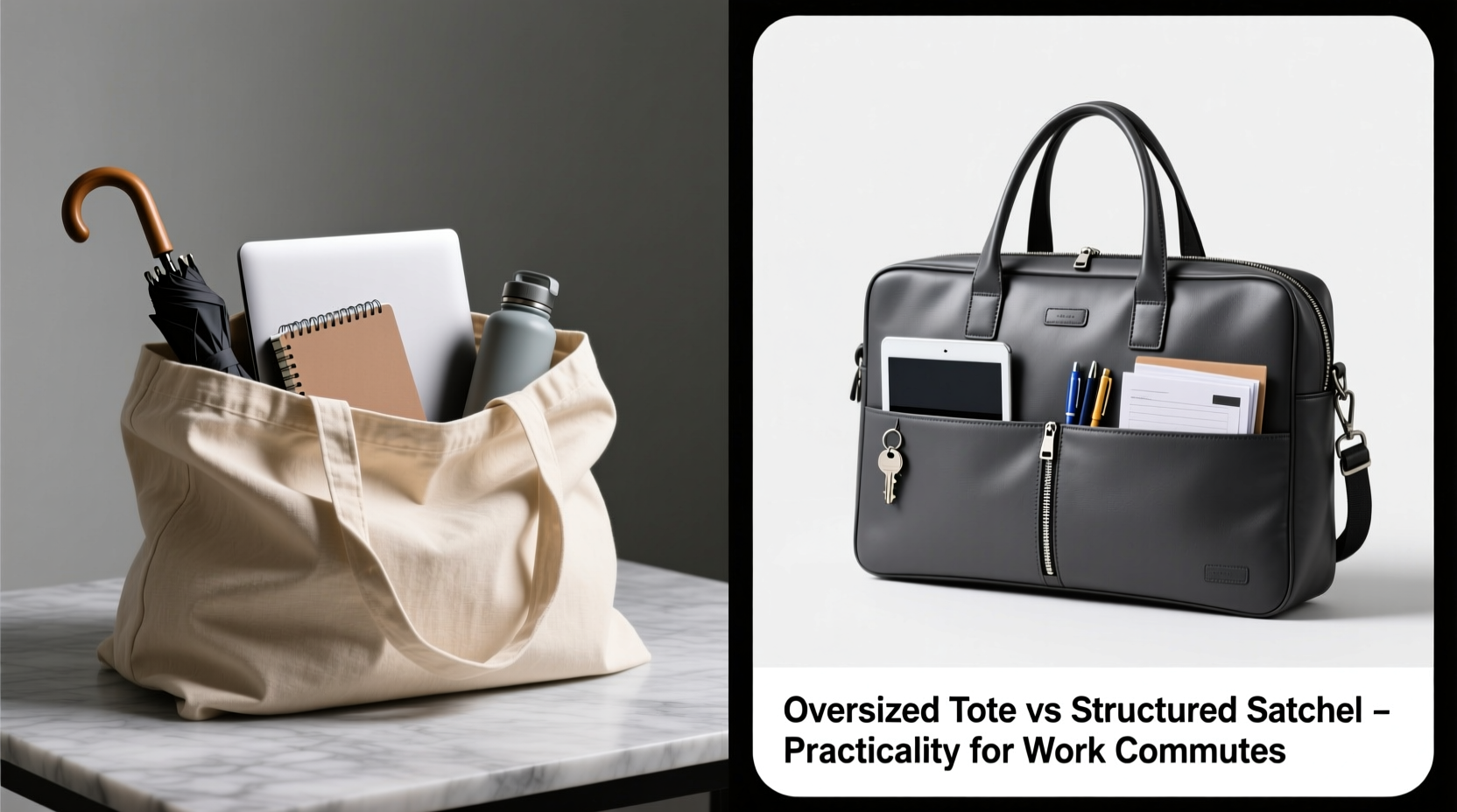 oversized tote bags vs structured satchels which is more practical for work commutes
