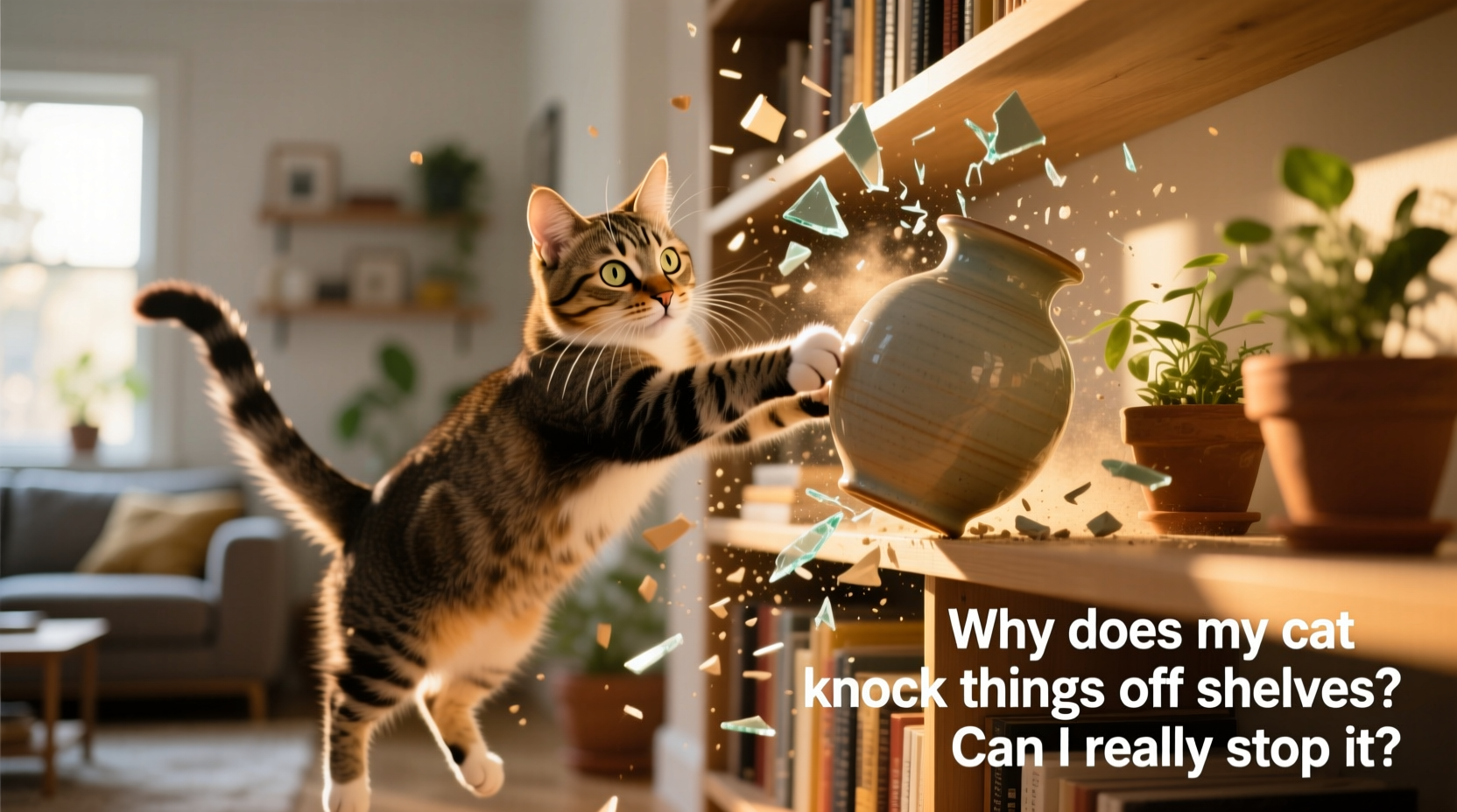 why does my cat knock things off shelves and can i really stop it