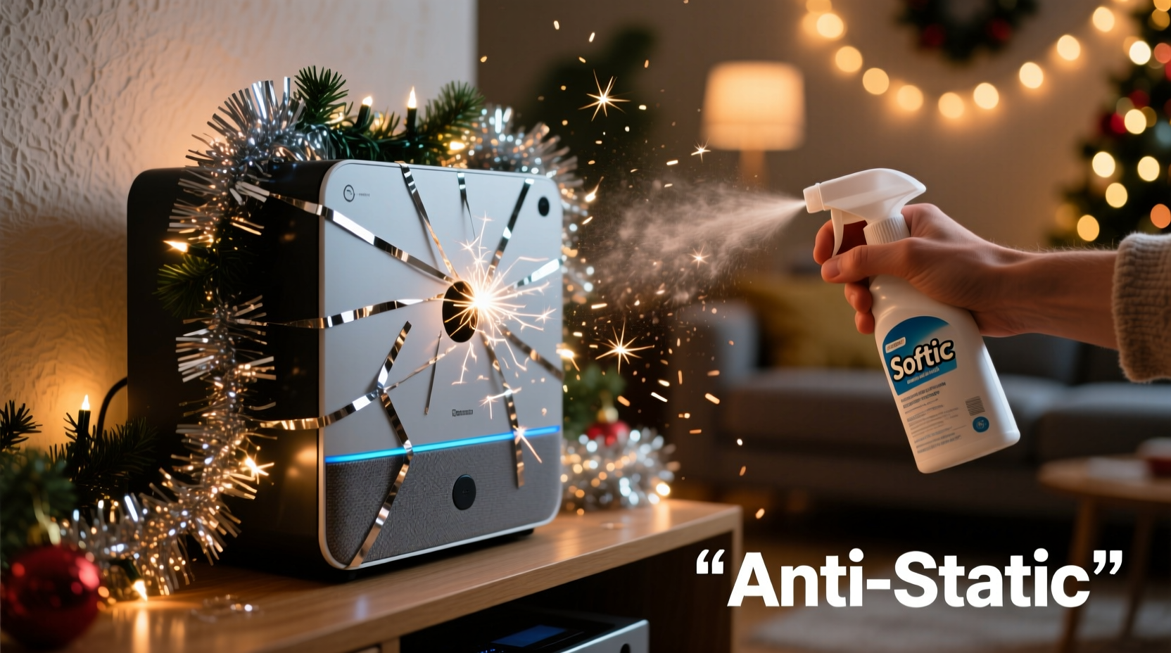 how to prevent static cling on tinsel garlands around electronics