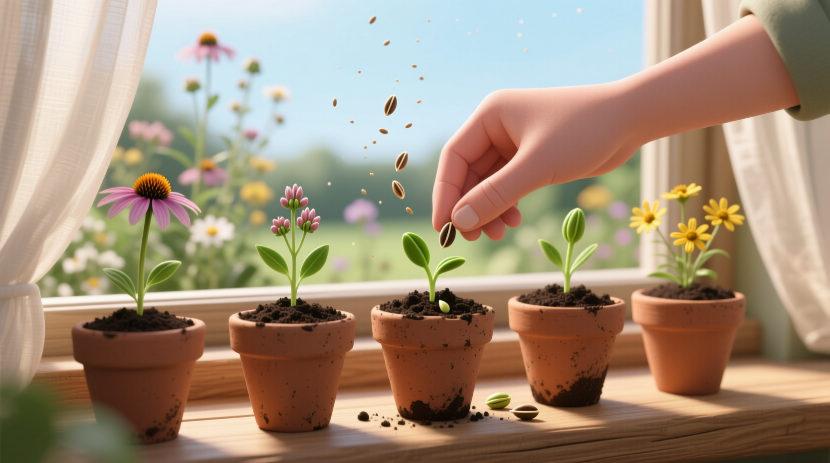 sow native plant seeds pots