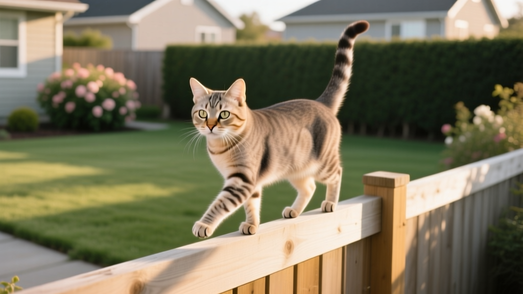 Cat Fence Walking: Balance and Territory Patrol