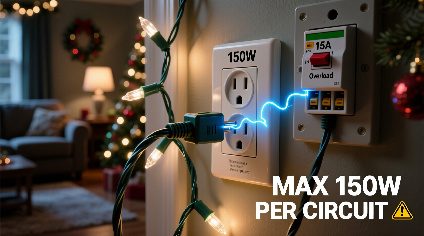 what wattage should christmas lights be to avoid circuit overload