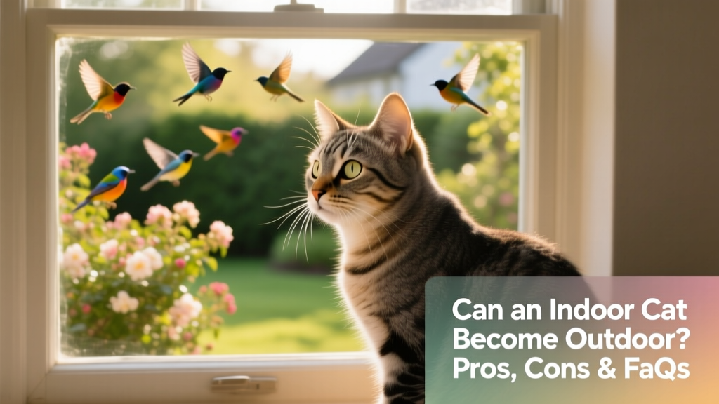 A curious indoor cat peering out a window at birds in the garden