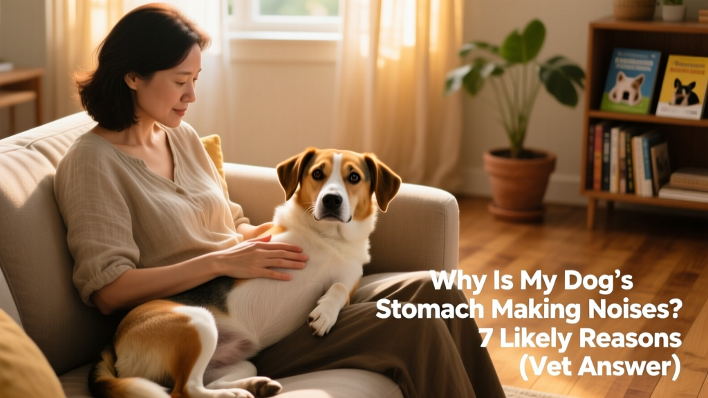 woman touching dog's stomach on couch