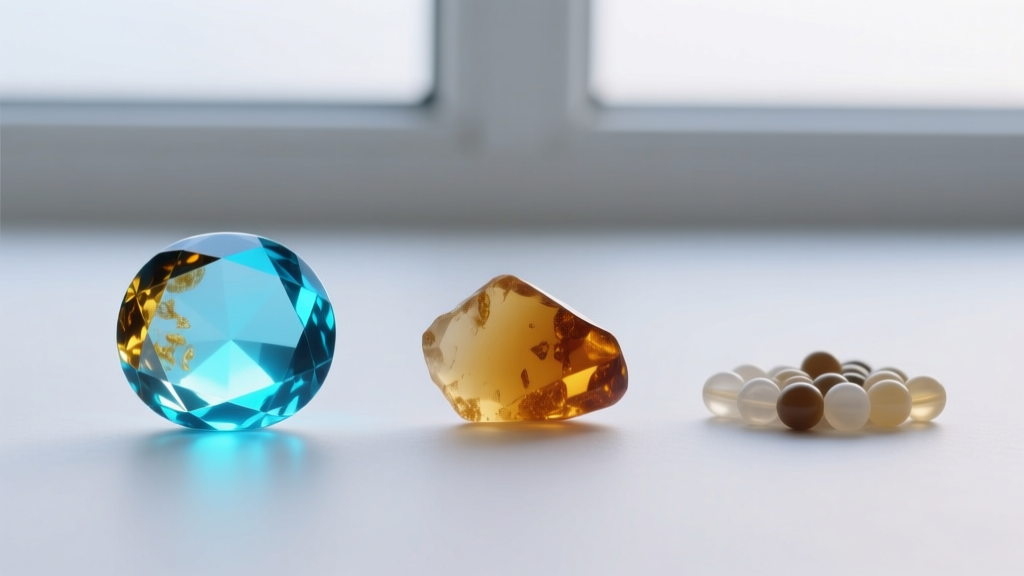 Side-by-side UV blacklight comparison showing genuine Baltic amber glowing pale blue next to dull copal resin and dead plastic beads