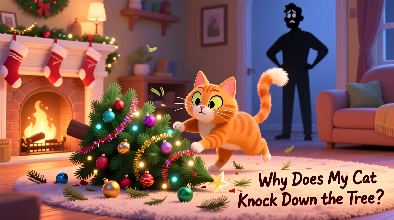 why does my cat keep knocking down the christmas tree and how to stop it