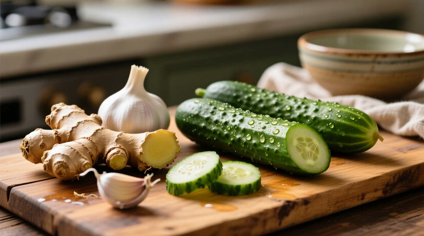 garlic ginger cucumbers