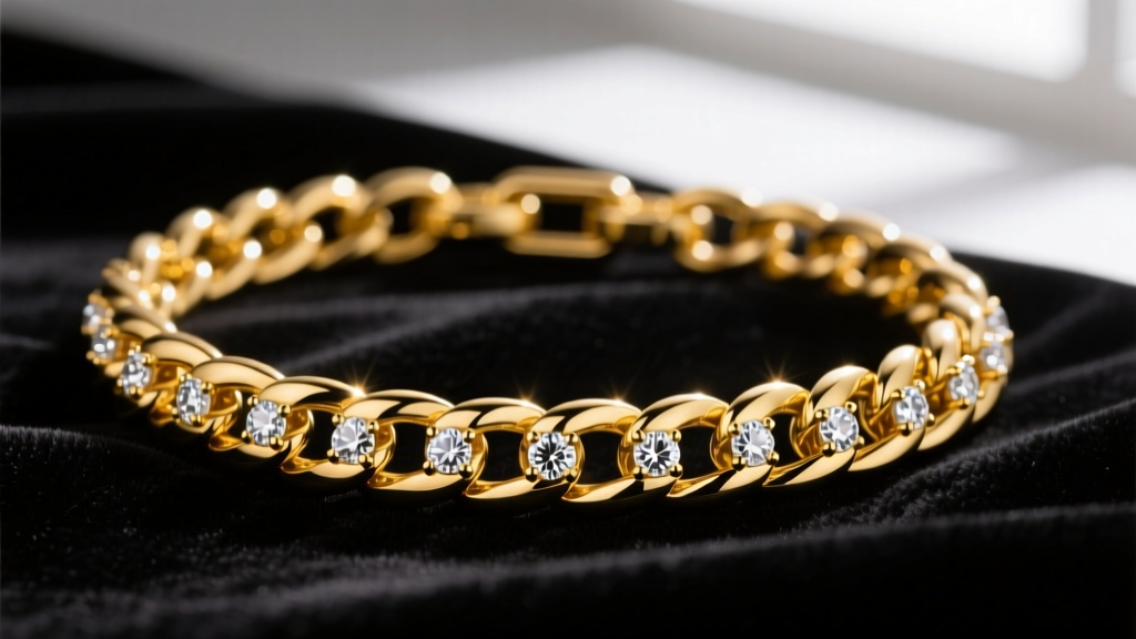 Close-up of a massive 14mm 14k yellow gold Miami Cuban link chain with VVS moissanite stones resting on dark velvet fabric.