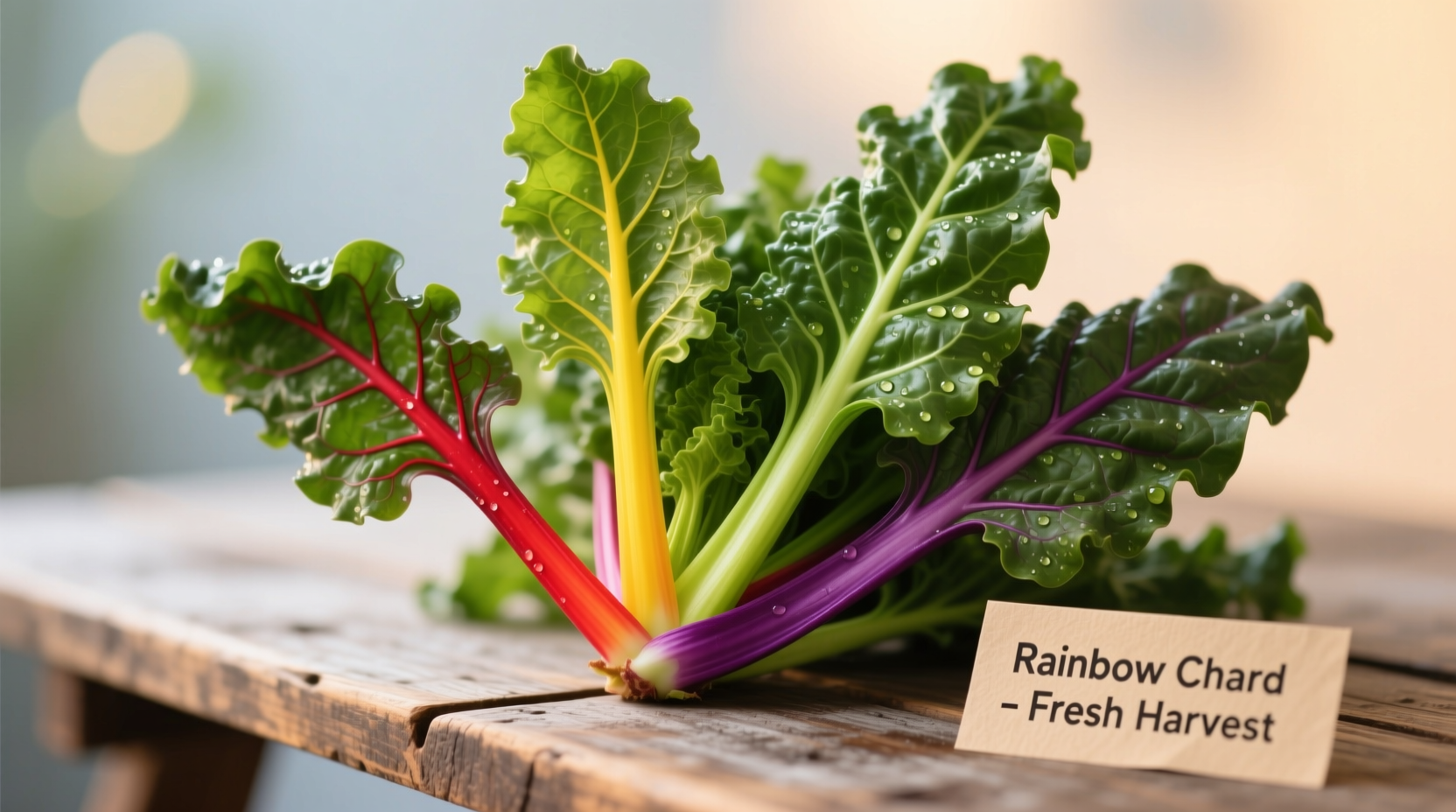 Fresh rainbow chard with vibrant stems and green leaves