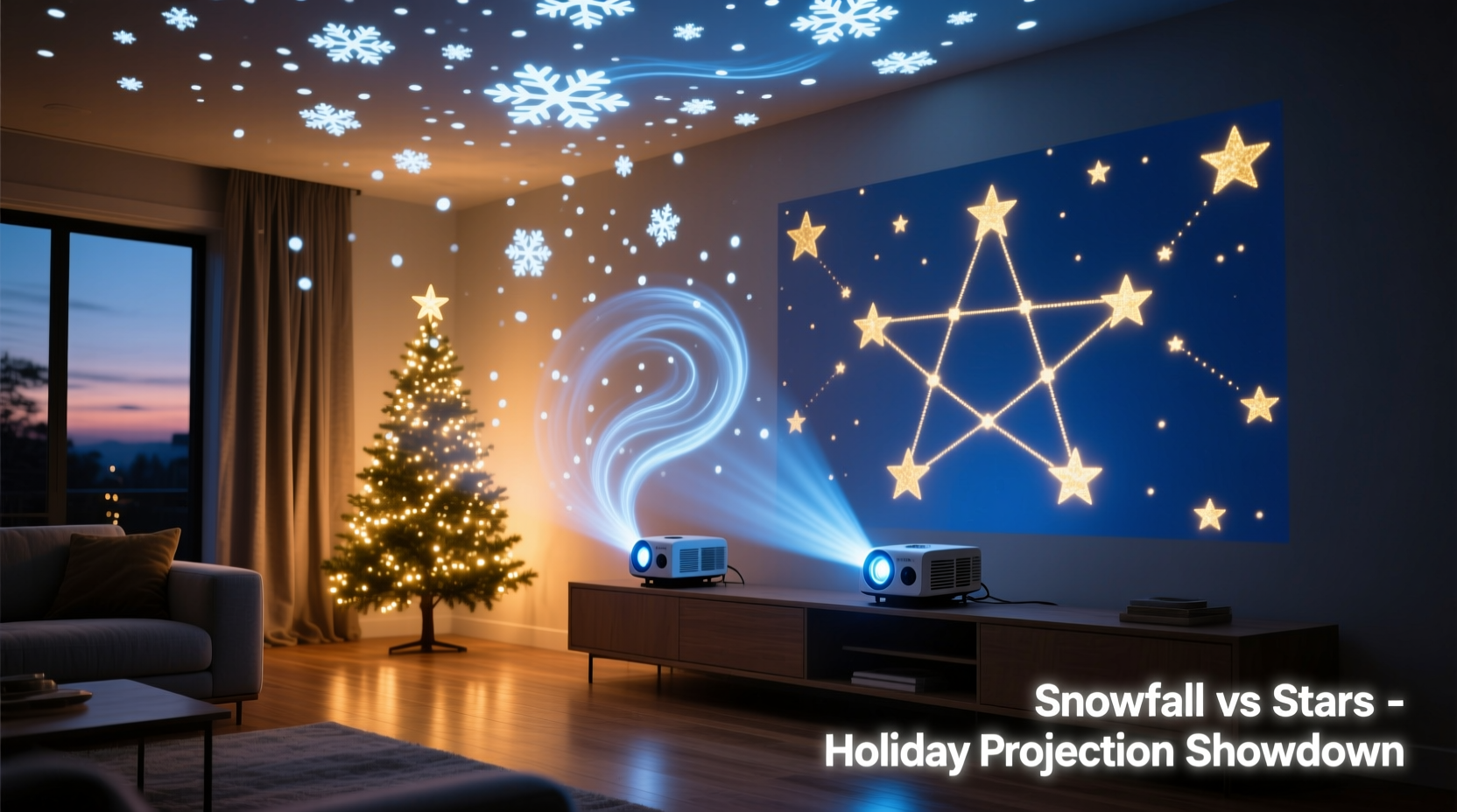 christmas light projectors with snow effect vs static star patterns