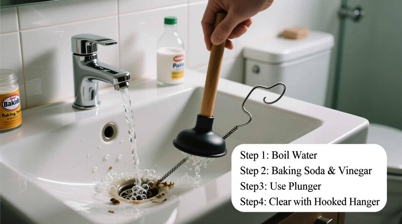 how to effectively unclog a bathroom sink without calling a plumber or using harsh chemicals