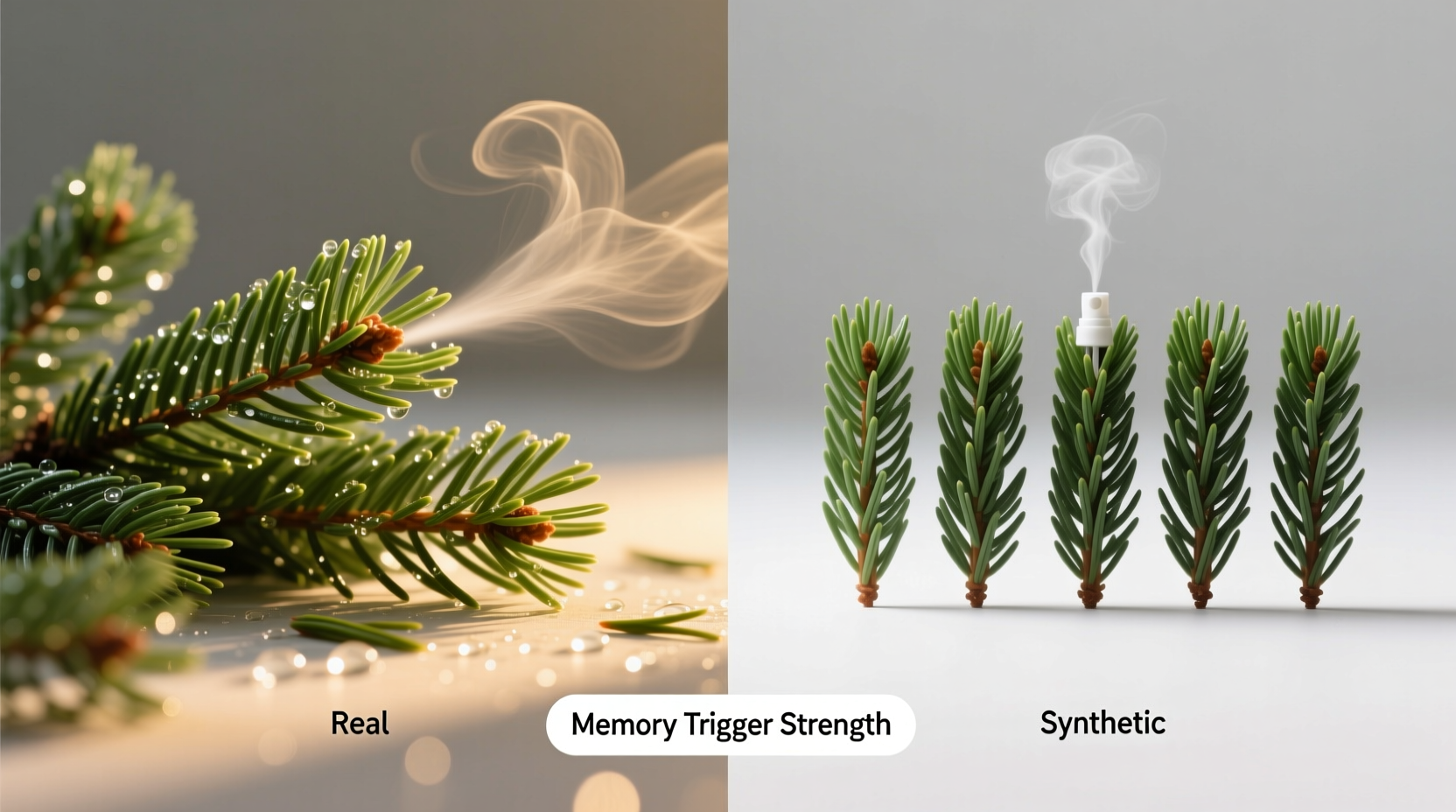 scented pine needles vs artificial sprays which creates a stronger memory trigger