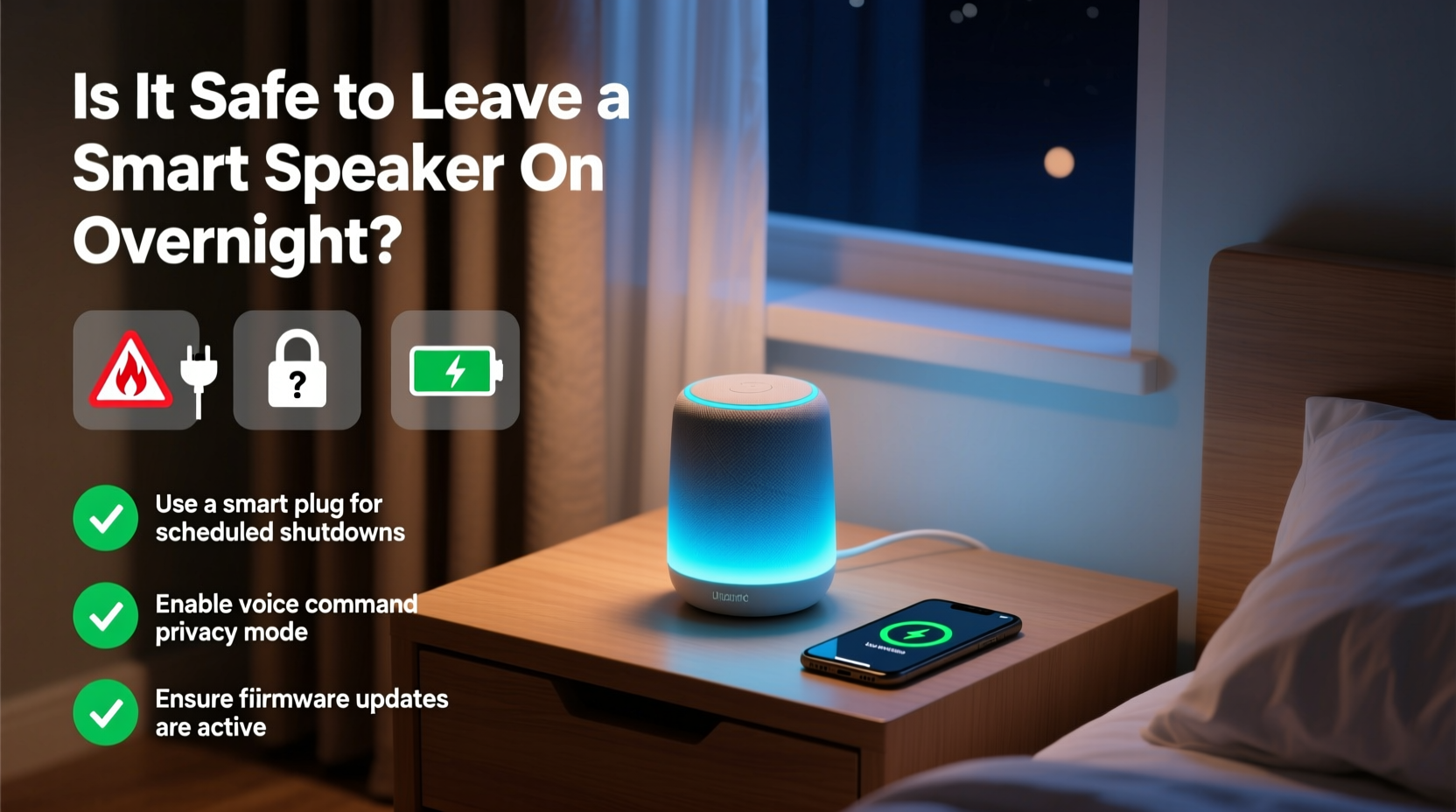 is it safe to leave a smart speaker on overnight risks and tips