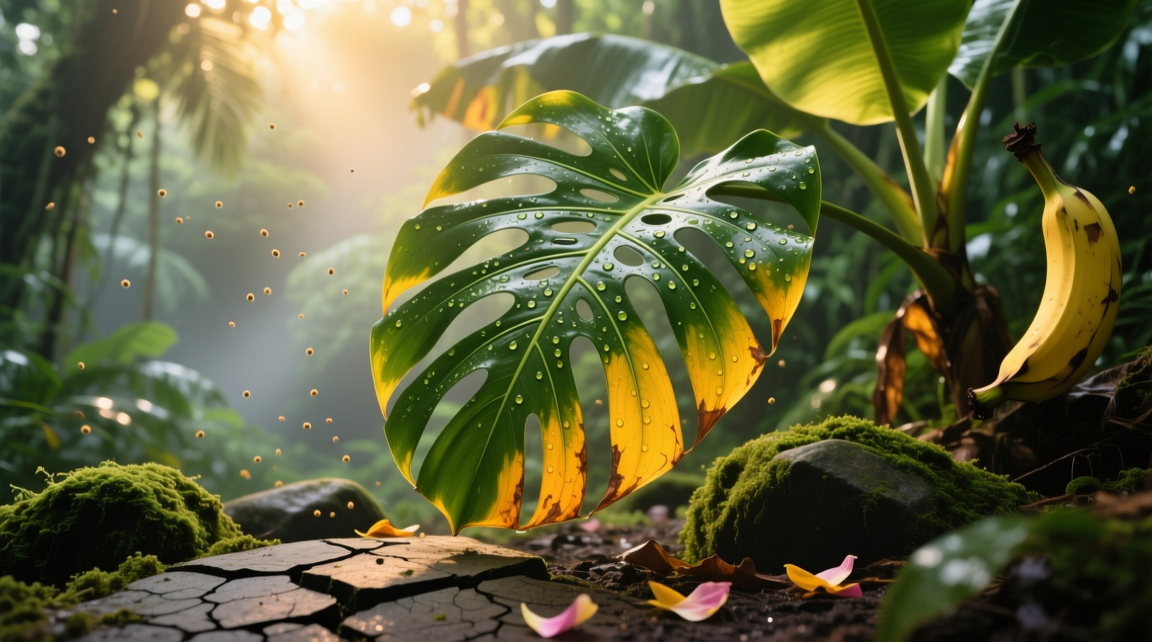 tropical plant leaves turning yellow