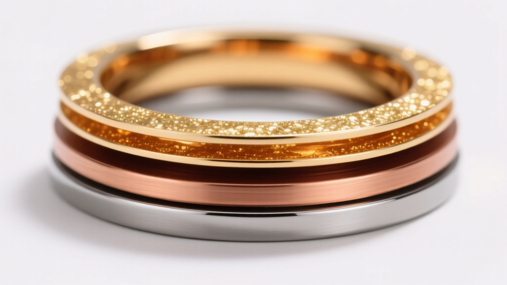 Cross-section diagram of zinc alloy base, copper underplate, and half-micron gold flash plating layers in fashion jewelry