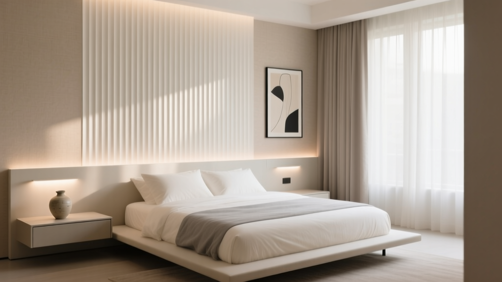 Bedroom Fluted Accent Wall Behind Bed - The Decor Mag