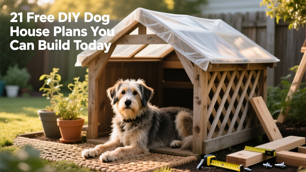 A medium-sized dog relaxing beneath the open-roof gazebo-style shelter with lattice sides and a partial polycarbonate canopy