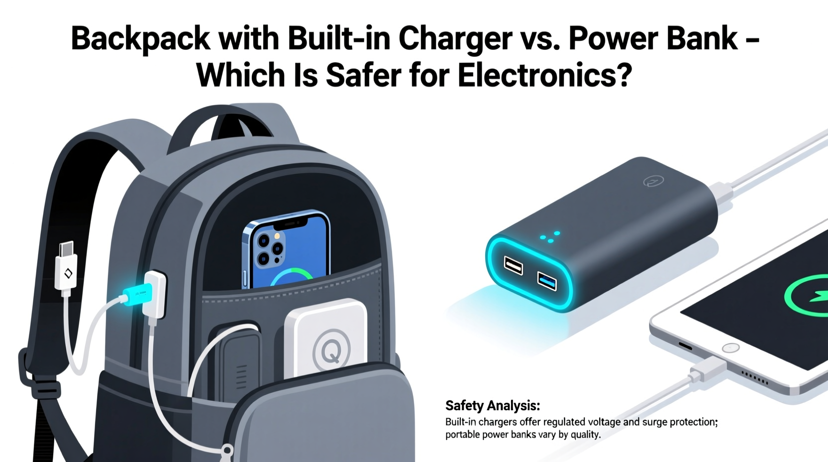 backpack with built in charger vs power bank which is safer for electronics