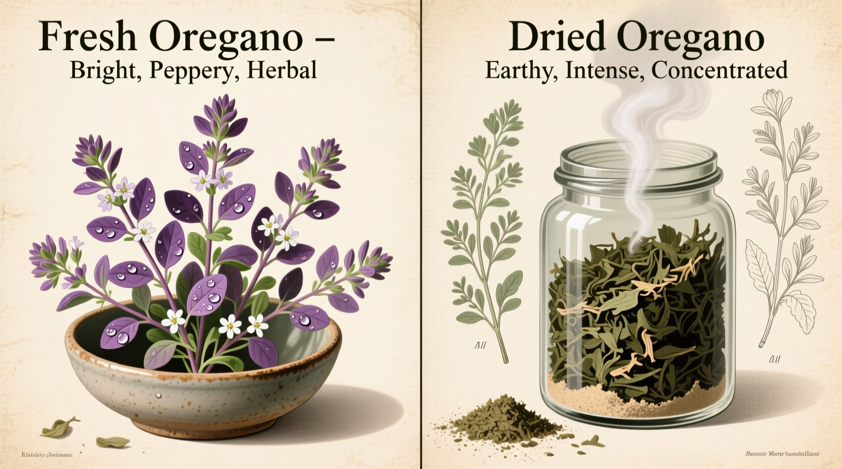 dry vs fresh oregano flavor and usage differences