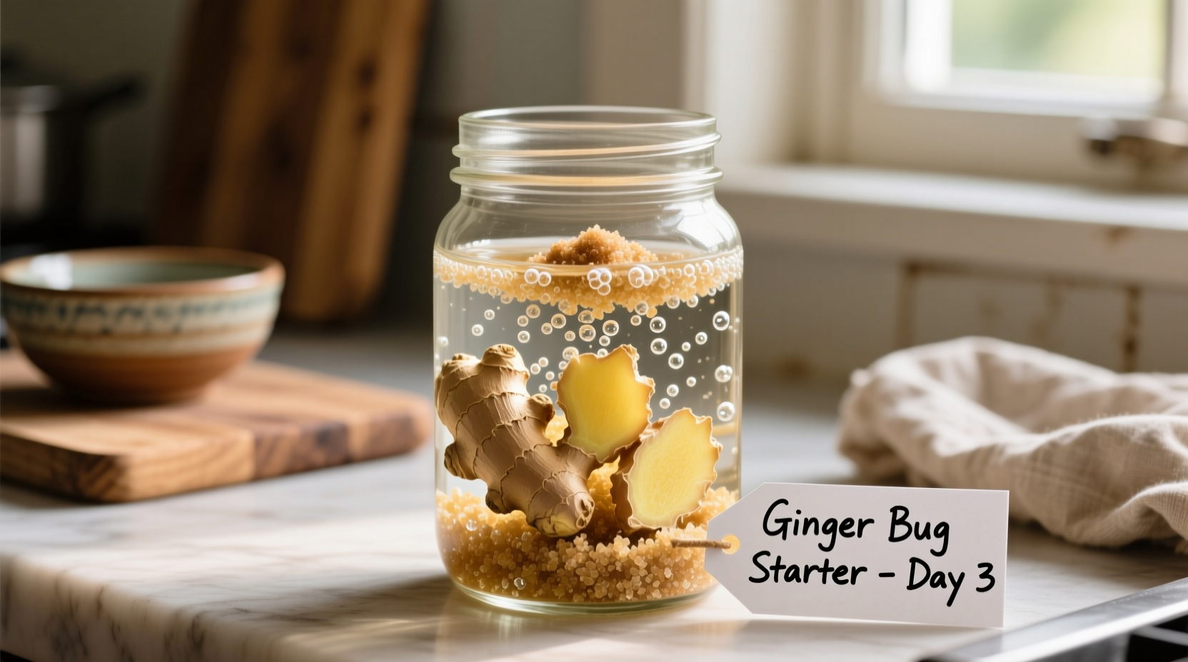 creating a homemade ginger bug starter