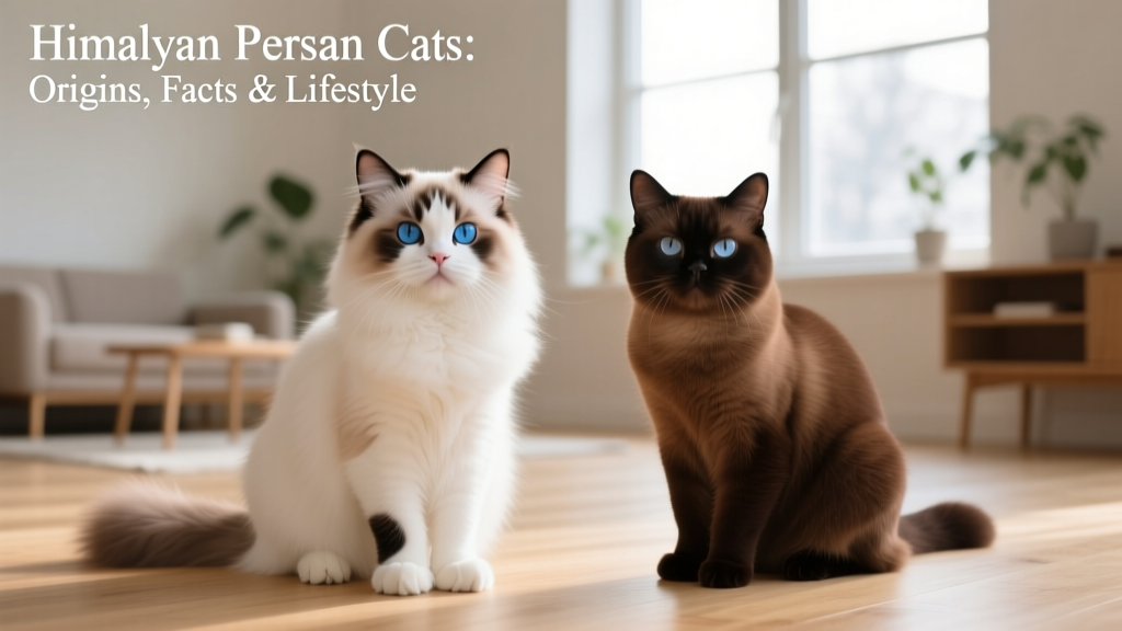 Side-by-side comparison showing a Himalayan Persian’s pointed coat pattern versus a solid-color Persian
