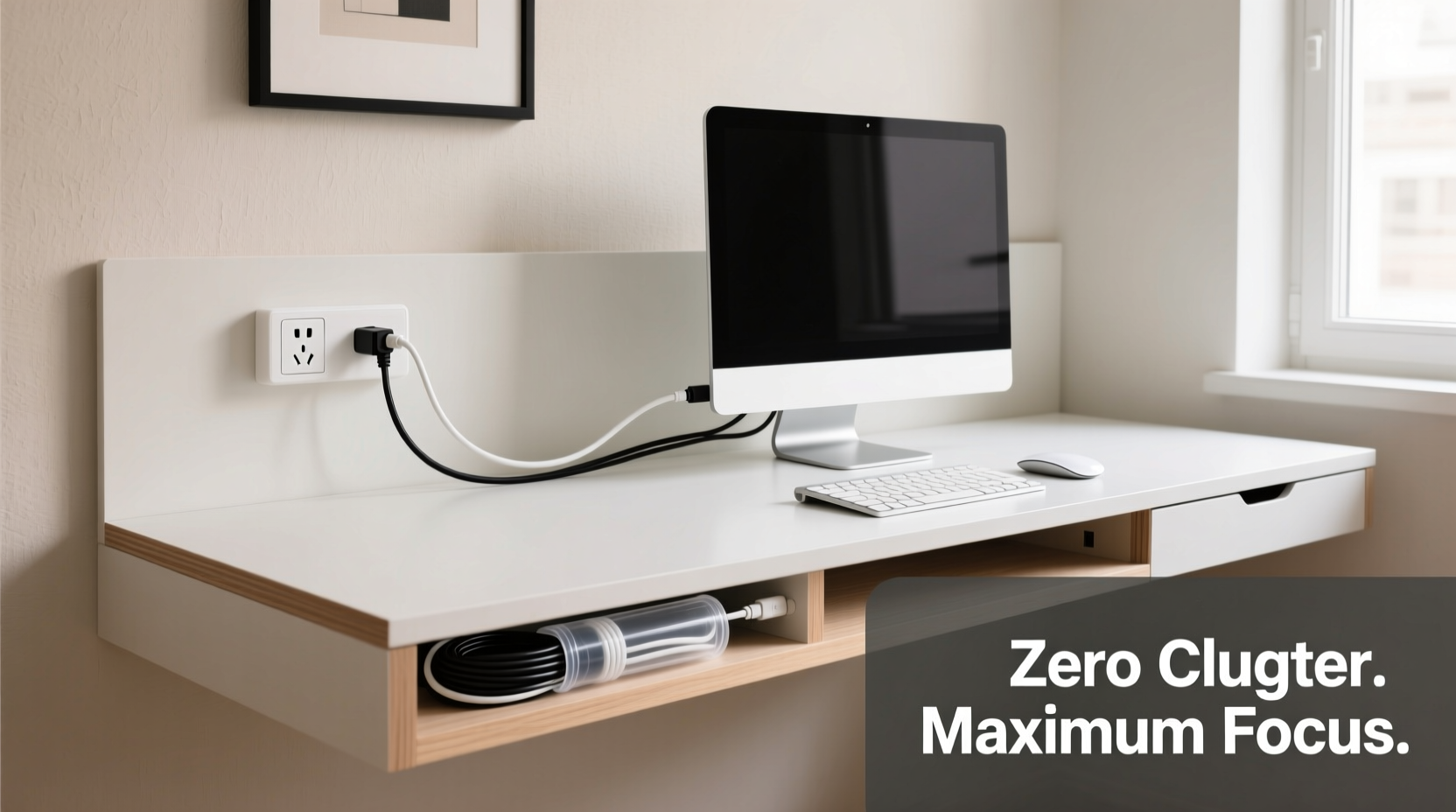 how to organize cables in a home office with zero clutter
