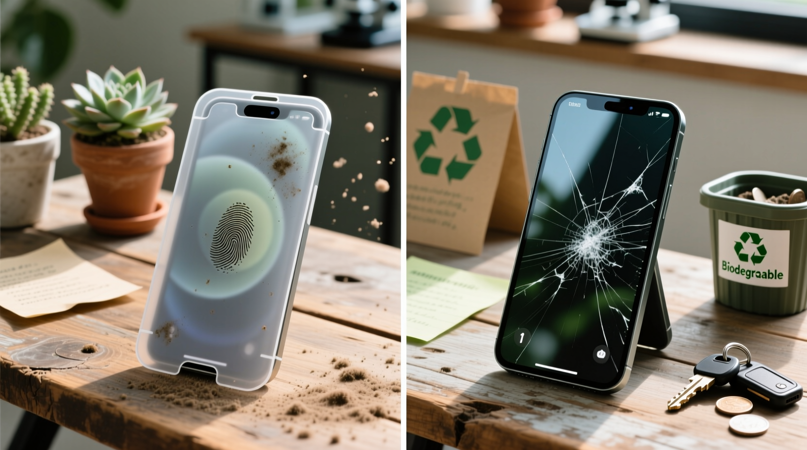 compostable vs tempered glass smudge resistance compared