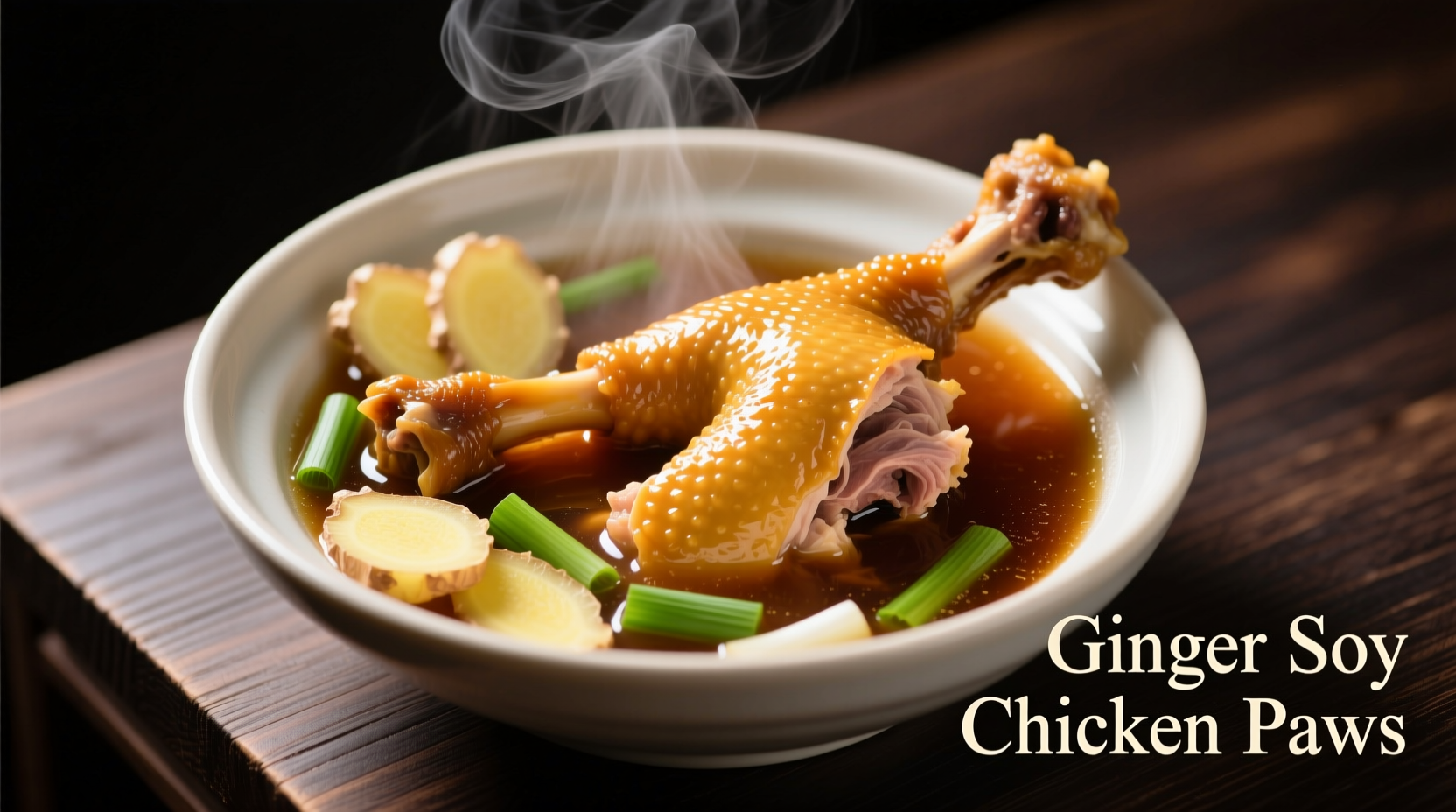 Perfectly cooked chicken paws in ginger soy broth