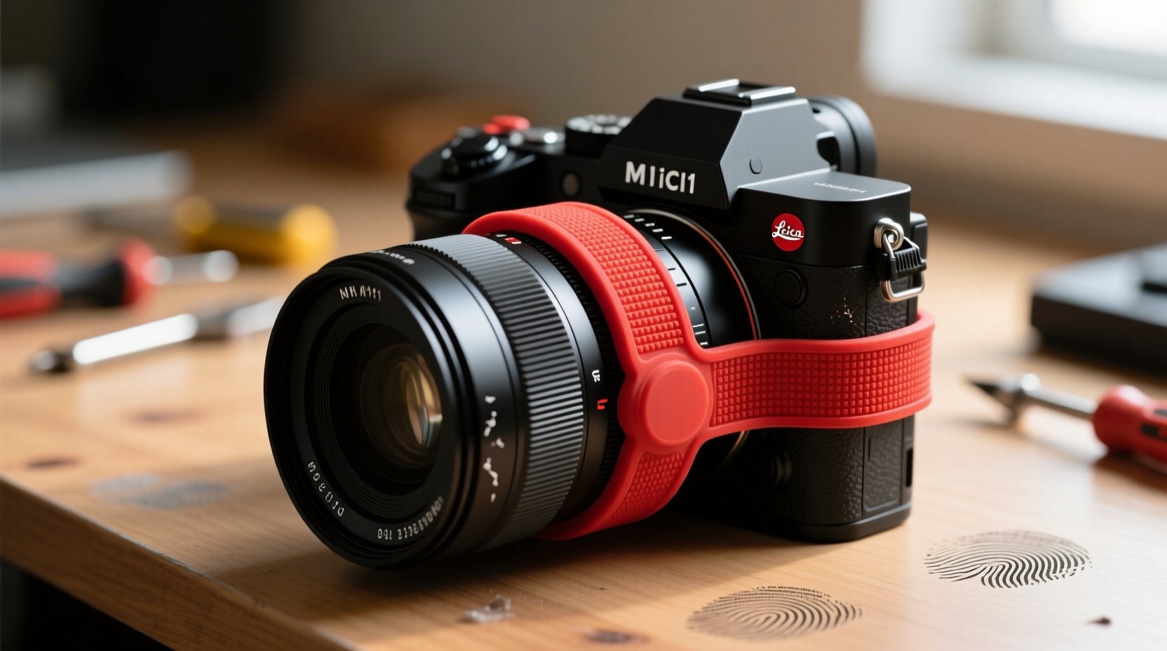 add a wrist rubber band to your camera lens to prevent