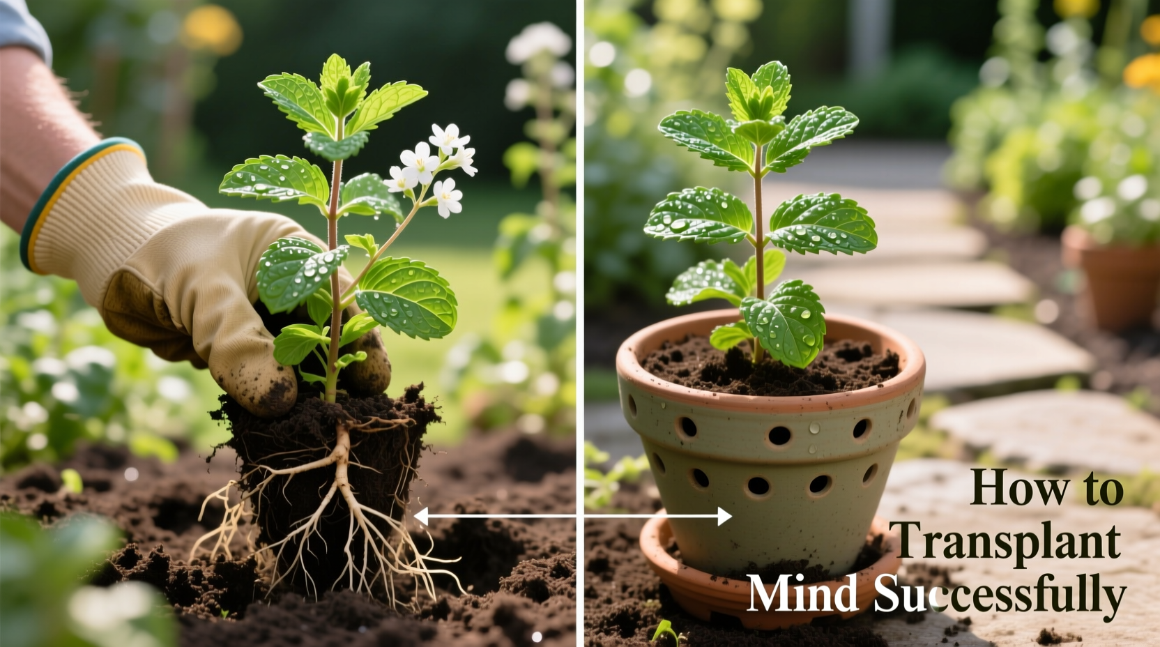5 Steps to Transplant Mint | TheHomeSprouts