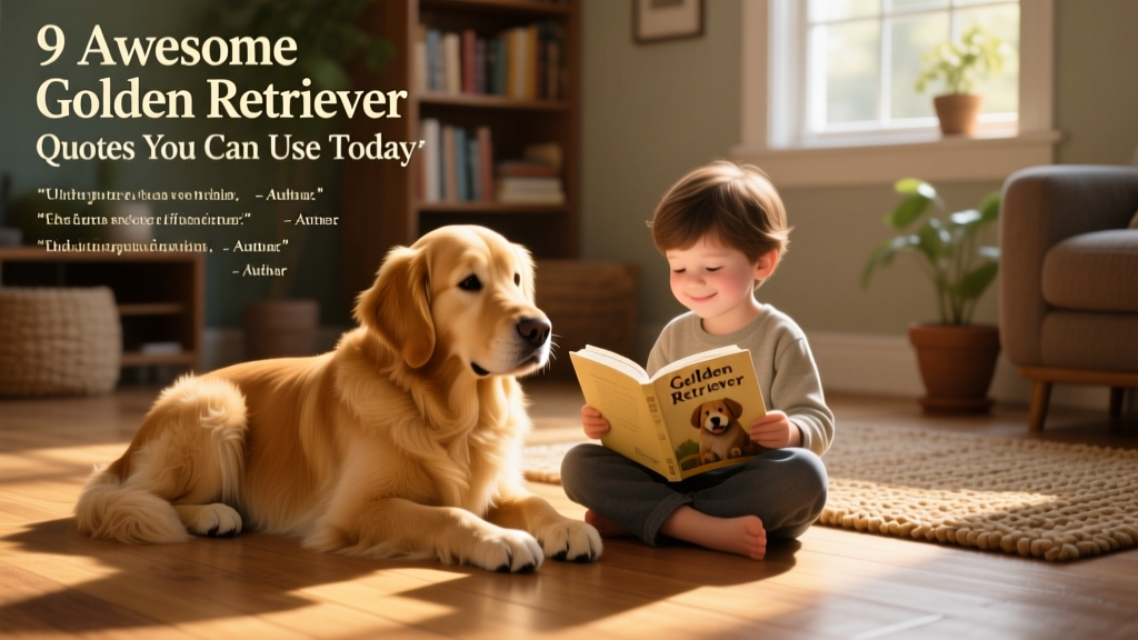 Golden Retriever curled up beside a child reading on the floor, both relaxed and content