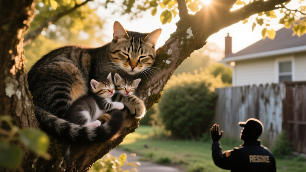 Stray Mama Cat Raises Her Kittens in a Tree Until Rescuers Change Their Lives