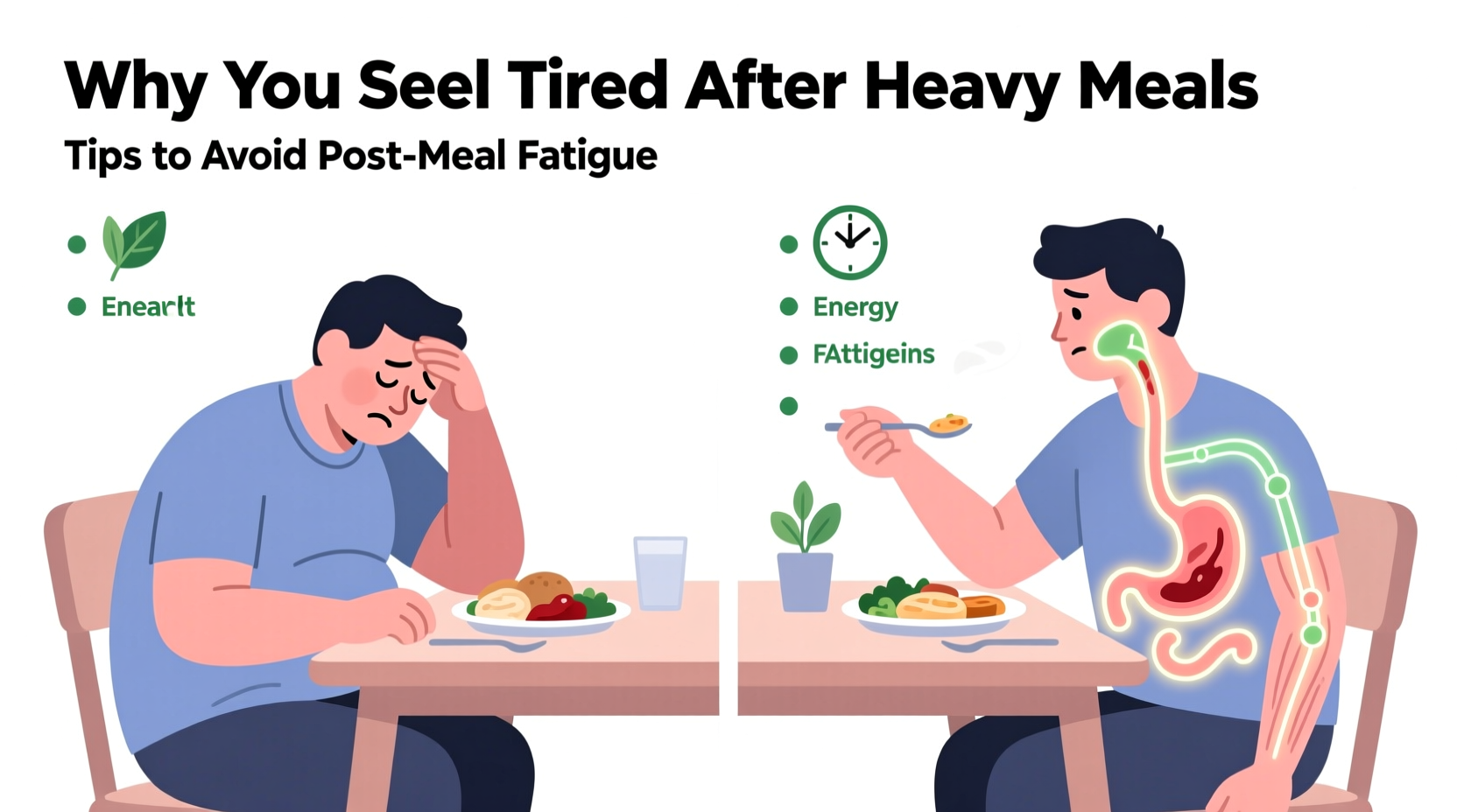why do i feel tired after eating heavy meals and how to avoid it