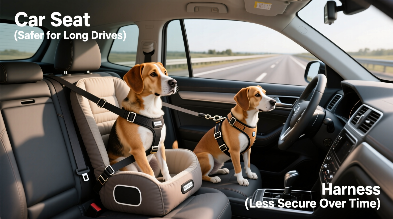dog car seat vs harness which is safer for long drives
