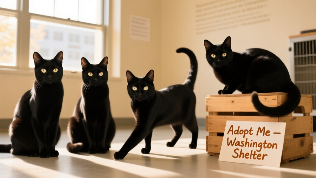 Meet 4 Beautiful Black Cats Ready for Adoption in Washington